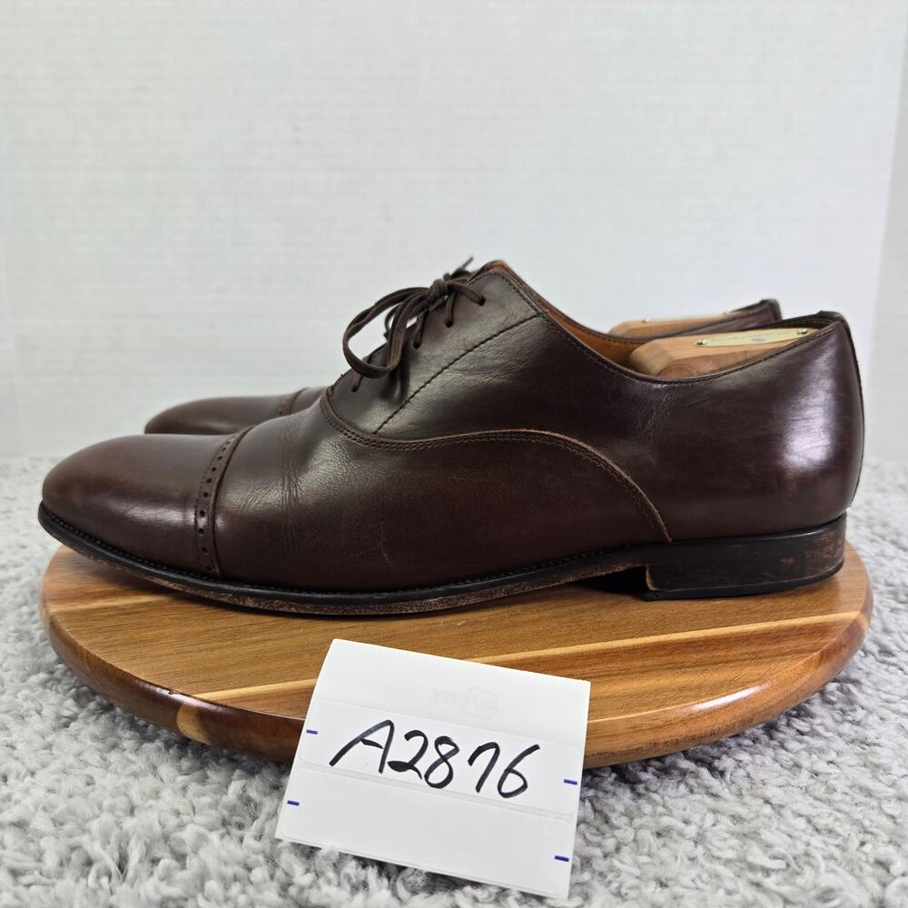 Jack Erwin Mens 11.5 Brown Leather Business Casual Cap Toe Oxford Dress Shoe
